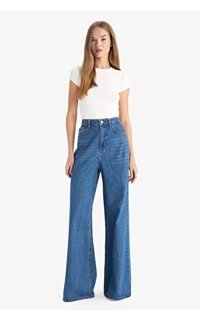 Wide Leg Yüksek Bel Uzun Jean Pantolon
