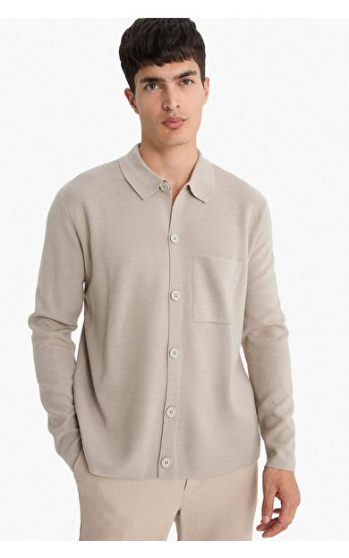 DeFacto Standart Fit Polo Yaka Düğmeli Ön Cep Detaylı Triko Hırka F3720AX25WNGR302