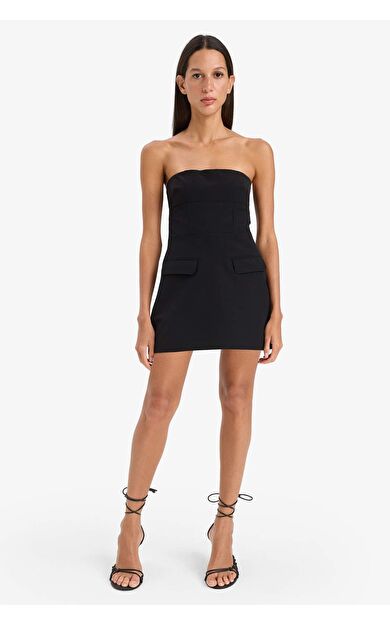 Straplez Kolsuz Mini Elbise