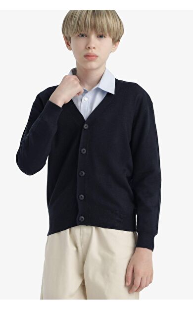 DeFacto Erkek Çocuk V Yaka Düğmeli Okul Hırkası