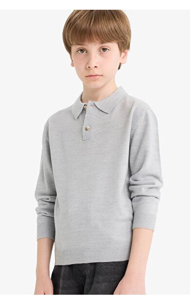 DeFacto Erkek Çocuk Okul Polo Yaka Kazak F3739A825AUGR210