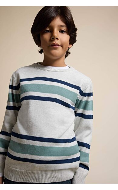 DeFacto Erkek Çocuk Bisiklet Yaka Çizgili Triko Kazak F3743A825WNER123