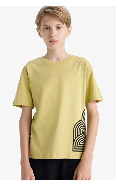 DeFacto Erkek Çocuk Bisiklet Yaka Baskılı Kısa Kollu Tişört F3767A825AUGN1262