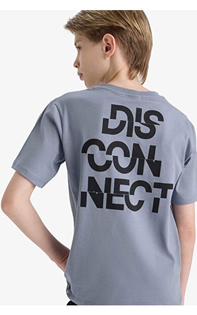 DeFacto Erkek Çocuk Bisiklet Yaka Sırt Baskılı Kısa Kollu Tişört F3769A825AUGR433