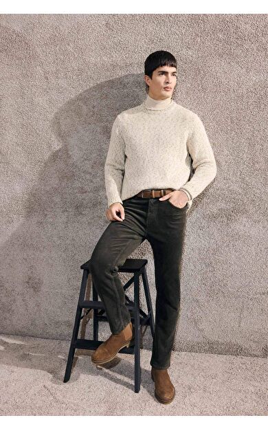 Regular Fit Fitilli Kadife Pantolon