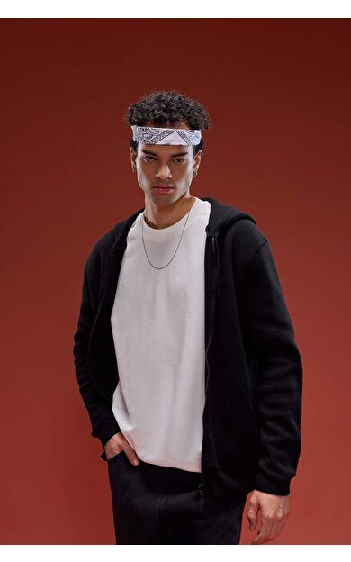 Relax Fit Kapüşonlu Fermuarlı Triko Hırka