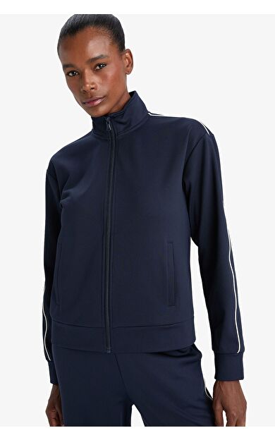 DeFacto DeFactoFit Slim Fit Dar Kesim Dik Yaka İçi Yumuşak Tüylü Fermuarlı Hırka F3844AX25AUNV253