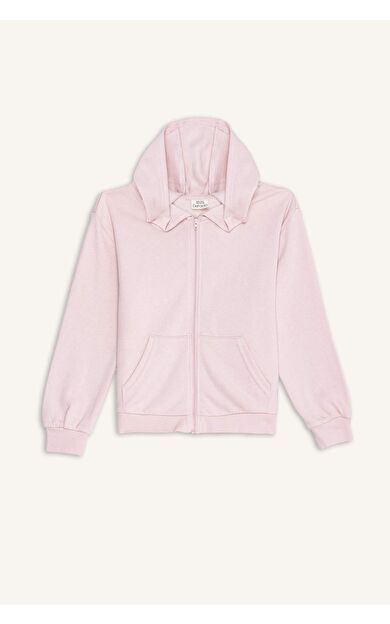 Kız Çocuk Kapüşonlu Fermuarlı Sweatshirt