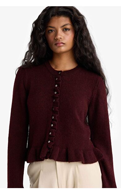 Regular Fit Bisiklet Yaka Triko Hırka F3888AX25WNBR350