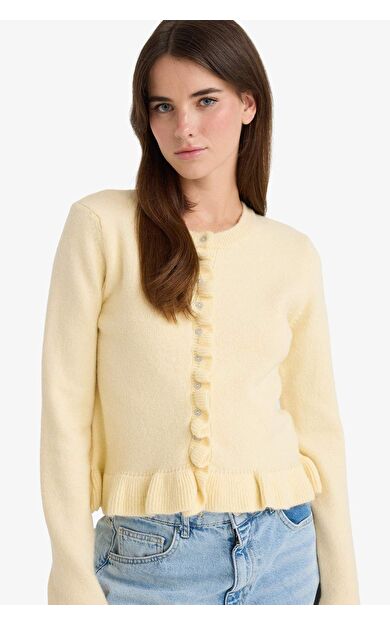 Regular Fit Bisiklet Yaka Triko Hırka F3888AX25WNYL280