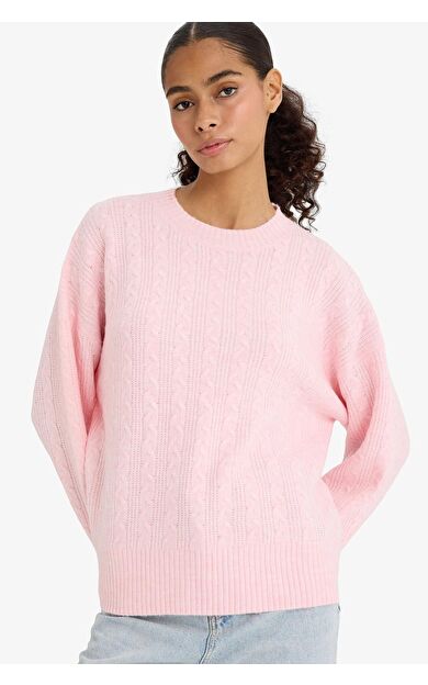 DeFacto Oversize Geniş Kalıp Bisiklet Yaka Kazak F3894AX25WNPN344