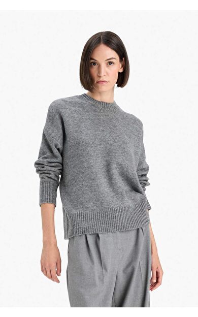 Oversize Geniş Kalıp Bisiklet Yaka Kazak F3895AX25WNAR104