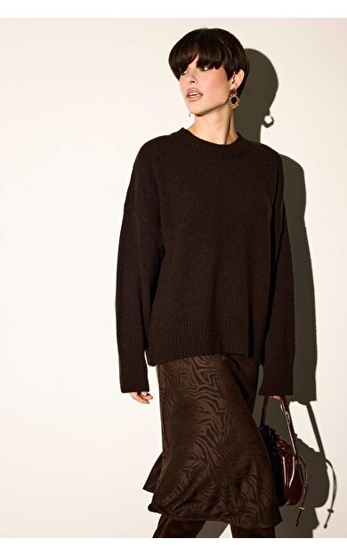 Oversize Geniş Kalıp Bisiklet Yaka Kazak F3895AX25WNBN214