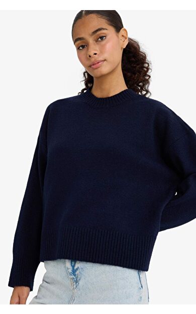 Oversize Geniş Kalıp Bisiklet Yaka Kazak F3895AX25WNNV131