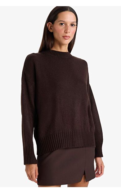 Oversize Geniş Kalıp Bisiklet Yaka Triko Kazak