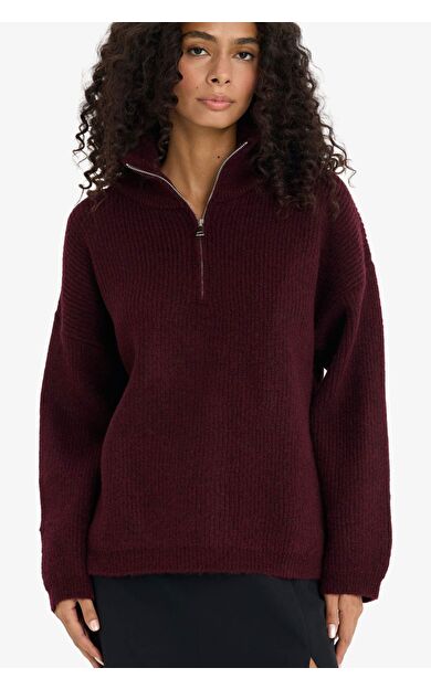 Relax Fit Yarım Fermuarlı Triko Kazak F3897AX25WNBR226