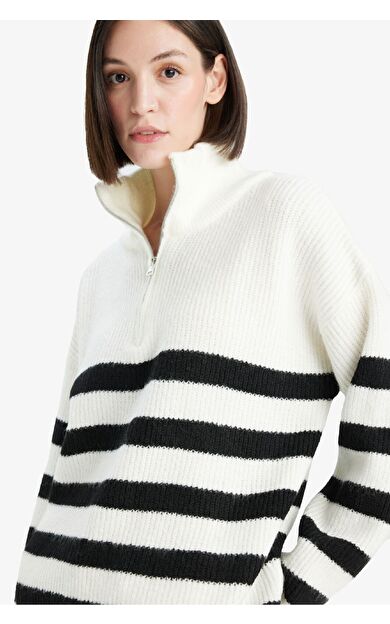 Relax Fit Yarım Fermuarlı Triko Kazak F3898AX25WNER105