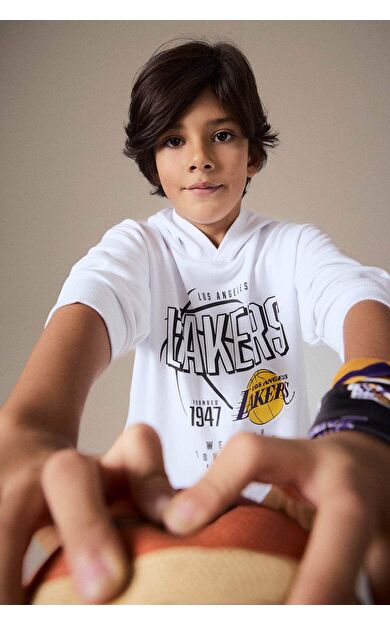 Erkek Çocuk NBA Los Angeles Lakers Regular Fit Kapüşonlu Sweatshirt