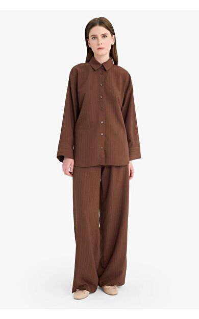 Relax Fit Uzun Kollu 2'li Gofre Dokulu Takım