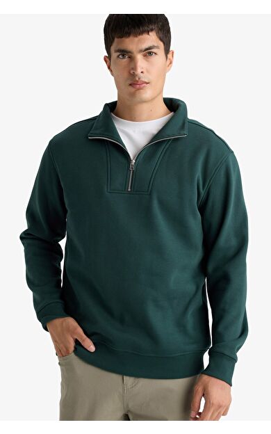 DeFacto Regular Fit Yarım Balıkçı Yaka Fermuarlı Kalın Sweatshirt F4136AX25AUGN536