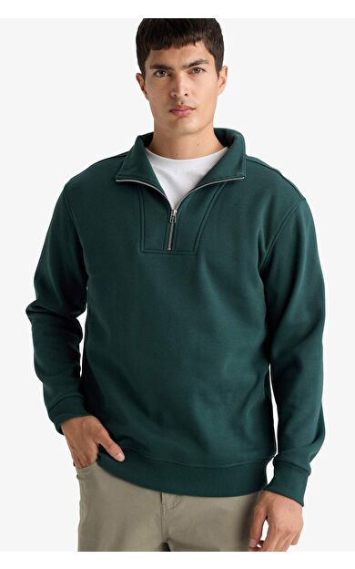 Regular Fit Yarım Balıkçı Yaka Fermuarlı Kalın Sweatshirt F4136AX25AUGN536