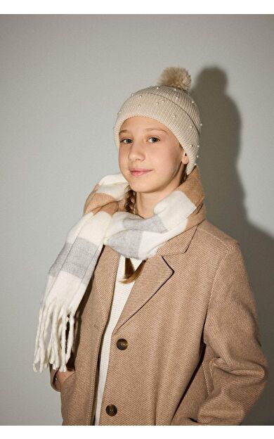 Kız Çocuk Renk Bloklu Dokuma Atkı