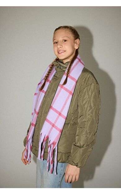 Kız Çocuk Renk Bloklu Dokuma Atkı