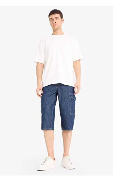 DeFacto %100 Pamuk Regular Fit Jean Bermuda Şort
