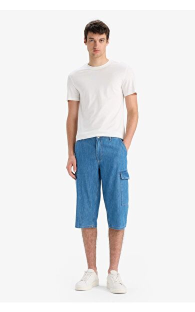 %100 Pamuk Regular Fit Jean Bermuda Şort