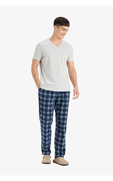 DeFacto Regular Fit Kareli Cepli Polar Pijama Altı