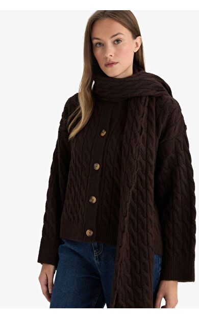 Relax Fit Bisiklet Yaka Triko Hırka