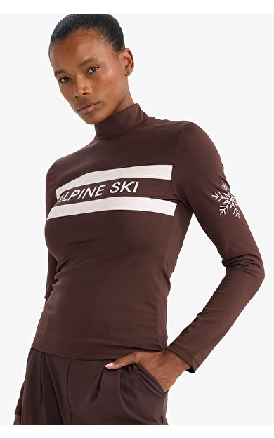 DeFactoFit Slim Fit Dar Kesim Dik Yaka Sporcu Uzun Kollu Tişört