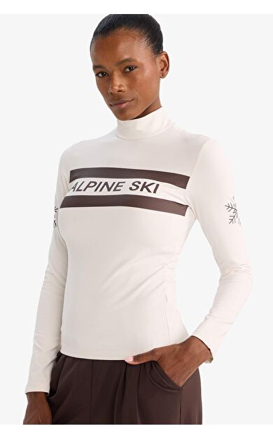 DeFactoFit Slim Fit Dar Kesim Dik Yaka Sporcu Uzun Kollu Tişört