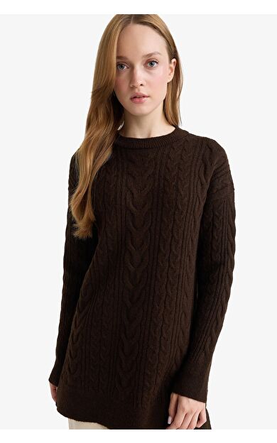 DeFacto Relax Fit Bisiklet Yaka Triko Tunik