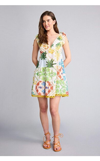 DeFacto -Fall in Love Regular Fit Tropikal Desenli Plaj Kıyafeti F4535AX25HSYL284