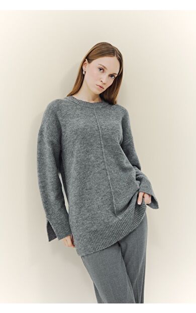DeFacto Yün Karışımlı Loose Fit Bisiklet Yaka Triko Kazak Tunik