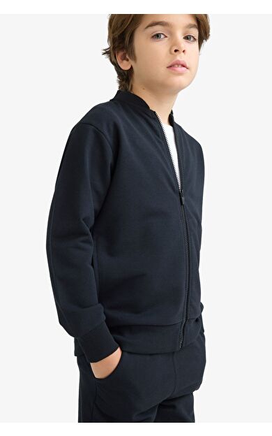 DeFacto Erkek Çocuk Kolej Yaka Bomber İnce Sweatshirt Kumaşı Hırka