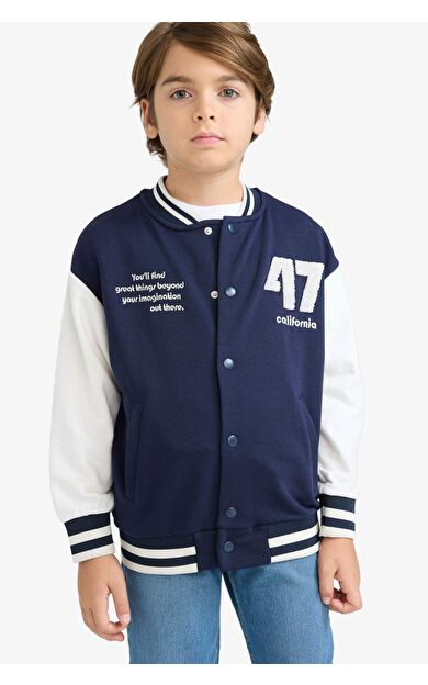 DeFacto Erkek Çocuk Baskılı Kolej Yaka Bomber Hırka F4550A825AUNV146