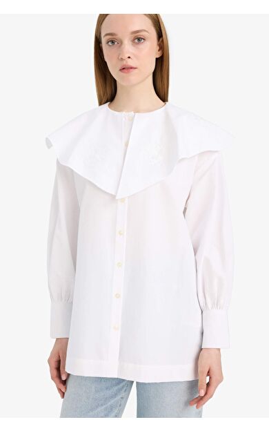 DeFacto Relax Fit Poplin Uzun Kollu Tunik