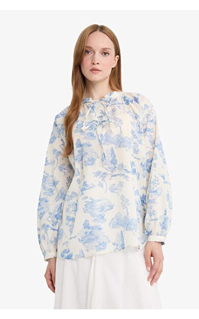 Relax Fit Baskılı Vual Uzun Kollu Tunik