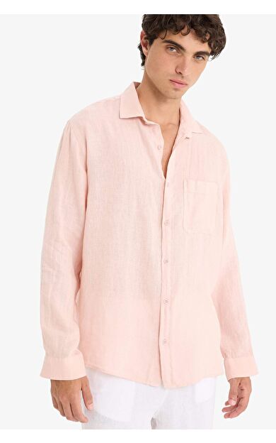 DeFacto %100 Keten Relax Fit Uzun Kollu Gömlek F4598AX25HSPN610