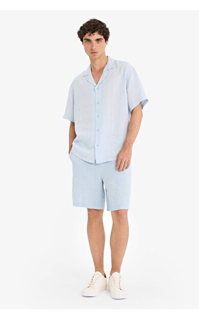 DeFacto %100 Keten Relax Fit Bermuda Şort F4599AX25HSBE771