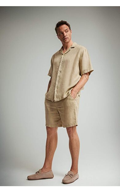 DeFacto %100 Keten Relax Fit Bermuda Şort F4599AX25HSKH497