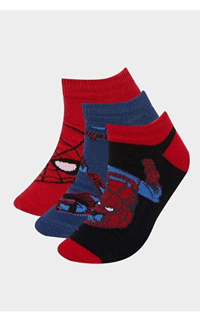 DeFacto Erkek Çocuk Marvel Spiderman 3'lü Pamuklu Patik Çorap F4614A8NSKR1
