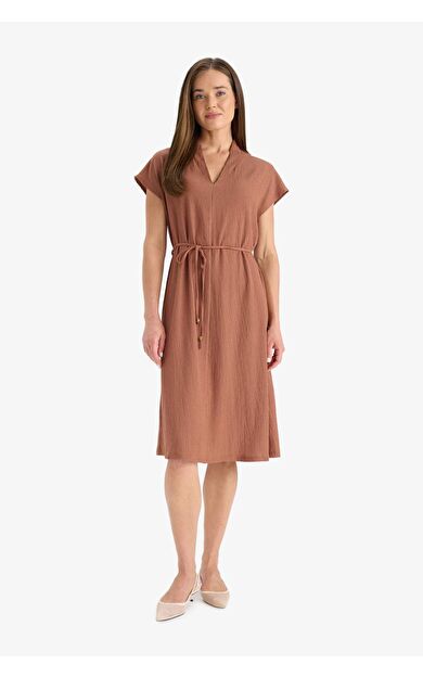 Regular Fit V Yaka Elbise