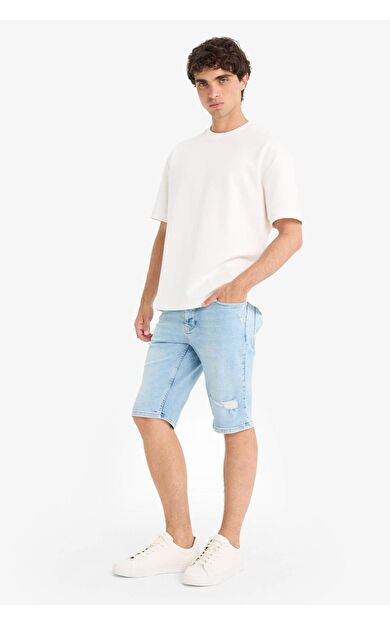 Slim Fit Dar Kesim Jean Bermuda F4685AX25SMNM39