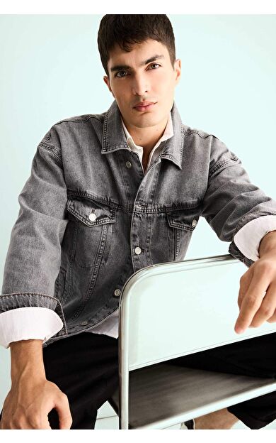 Oversize Geniş Kalıp Düğmeli Denim Ceket F4736AX25AUNM18
