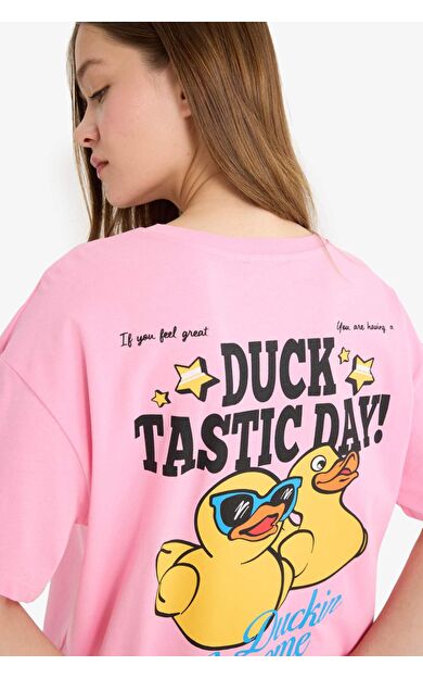 Coool Oversize Geniş Kalıp Bisiklet Yaka Fotoğraf Baskılı Kısa Kollu Tişört F4788AX25SMPN253