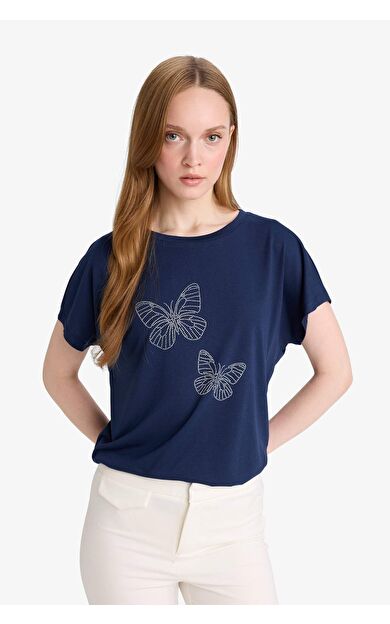 DeFacto Regular Fit Bisiklet Yaka Baskılı Kısa Kollu Tişört F4835AX25SMNV241