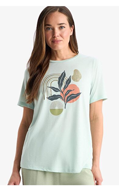 DeFacto Regular Fit Bisiklet Yaka Baskılı Kısa Kollu Tişört F4841AX25SMGN1114